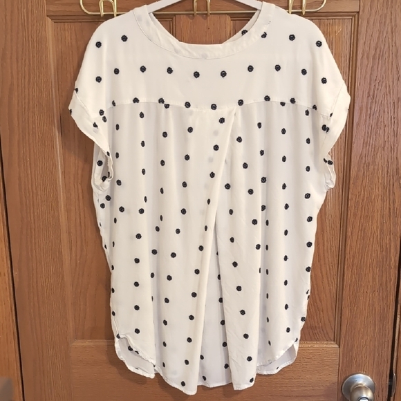 LOFT Polka Dot Button-Up Blouse With Cute Criss-Cross Detail On Back - Picture 8 of 8